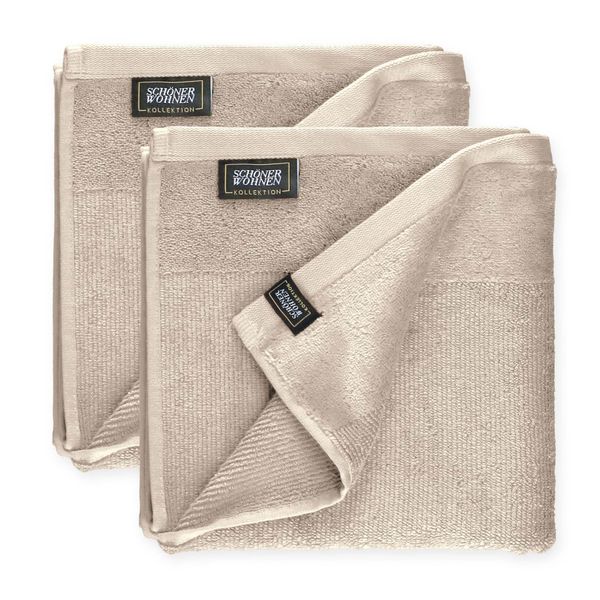 SchöNer Wohnen Set Di 2 Asciugamani Sense Colore Beige Dimensioni 50X100-image