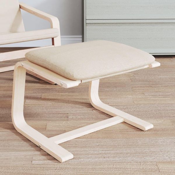 The Living Store Sgabello Crema 51X41X40 Cm In Tessuto-image