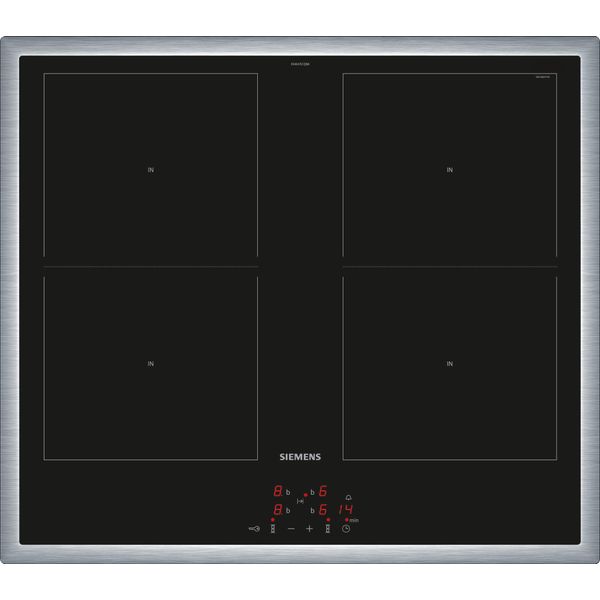 Siemens Iq500, Piano Cottura A Induzione, 60 Cm, Con Controllo A Forno, Nero, Con Cornice Sul Piano, EM645CQB6E-image