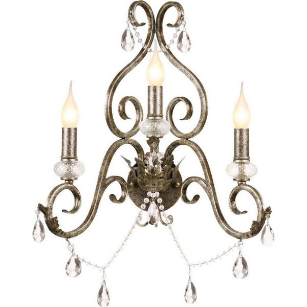Casa Padrino Lampada Da Parete Barocca In Cristallo Argento Antico 48 X H. 51 Cm - Magnifica Lampada Da Parete Barocca In Metallo - Luci Barocche - Nobile & Magnifico-image