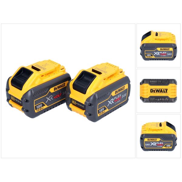 Dewalt 2X Batterie Dcb 548 18 V / 54 V Max. 12 Ah / 12000 Mah Li-Ion Xr Flexvolt - Con Indicatore Dello Stato Di Carica-image