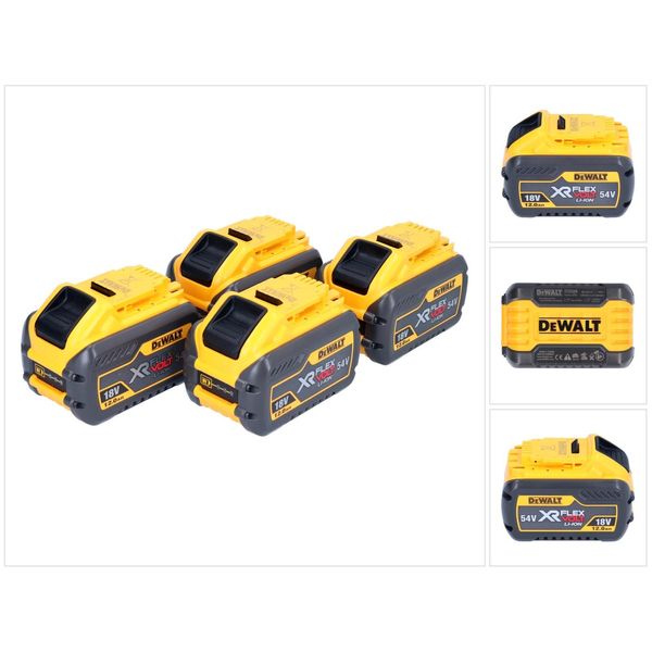 Dewalt 4X Dcb 548 Batteria 18 V / 54 V Max. 12 Ah / 12000 Mah Li-Ion Xr Flexvolt - Con Indicatore Del Livello Di Carica-image