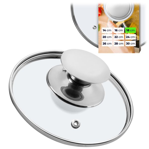 Coperchio Per Pentole Kadax "Salerno"", Coperchio Universale In Vetro Con Manico Argentato, 18 Cm"-image