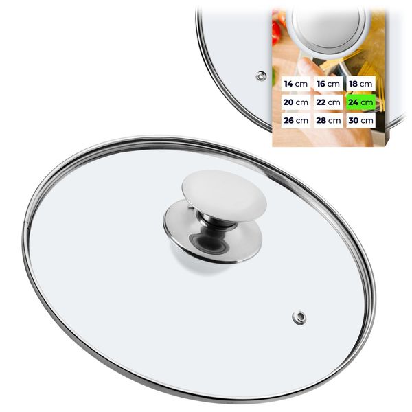 Coperchio Per Pentole Kadax "Salerno"", Coperchio Universale In Vetro Con Manico In Argento, 24 Cm"-image