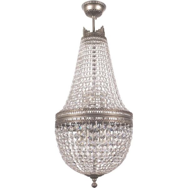 Casa Padrino Lampadario Barocco In Cristallo Argento Ø 40 X H. 95 Cm - Lampadario Rotondo Da Salotto In Stile Barocco - Nobile E Magnifico-image