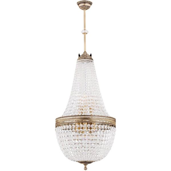 Casa Padrino Lampadario In Cristallo Barocco Ottone Con Patina Ø 40 X H. 95 Cm - Lampadario Rotondo Da Salotto In Stile Barocco - Nobile E Magnifico-image