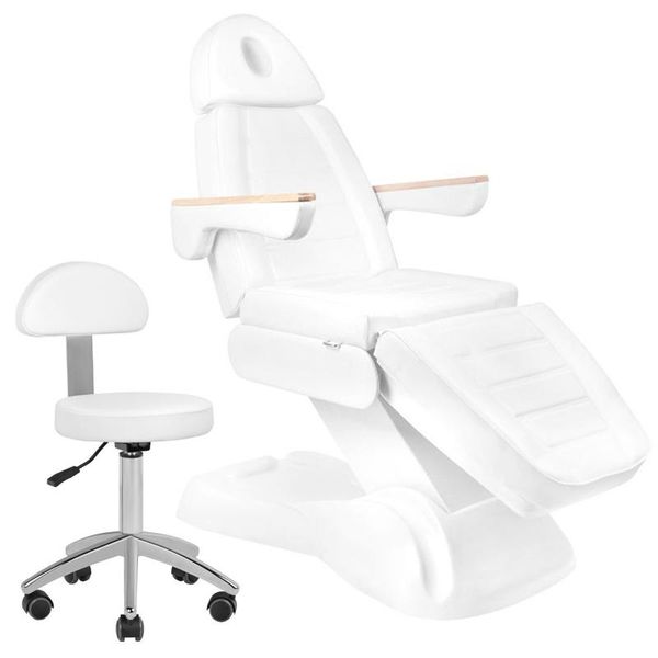 Sillon Lux 273B Sedia Cosmetica Elettrica + Sgabello 304 Bianco-image