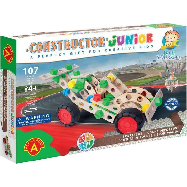 Alexander Toys Constructor Junior - 3×1 - Auto Sportiva - 107 Pezzi-image