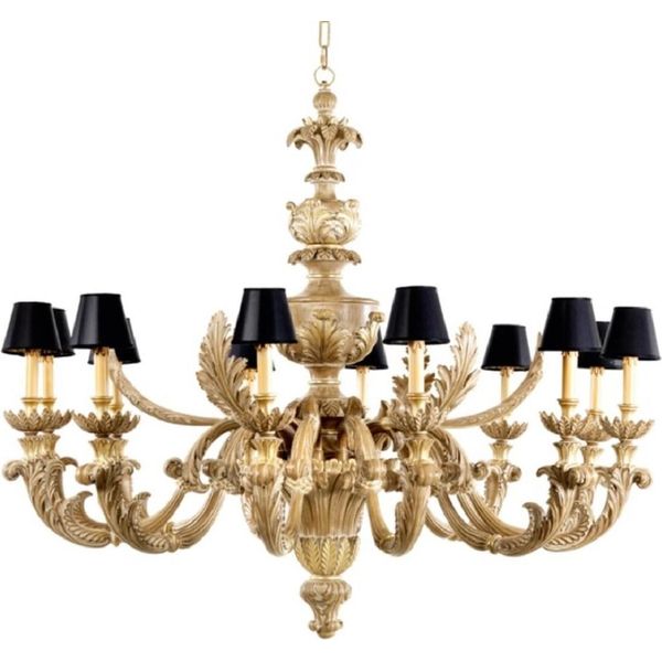 Casa Padrino Lampadario Barocco Colori Naturali / Nero Ø 150 X H. 130 Cm - Magnifico Lampadario Da Salotto In Stile Barocco - Nobile E Magnifico - Qualità - Italy-image