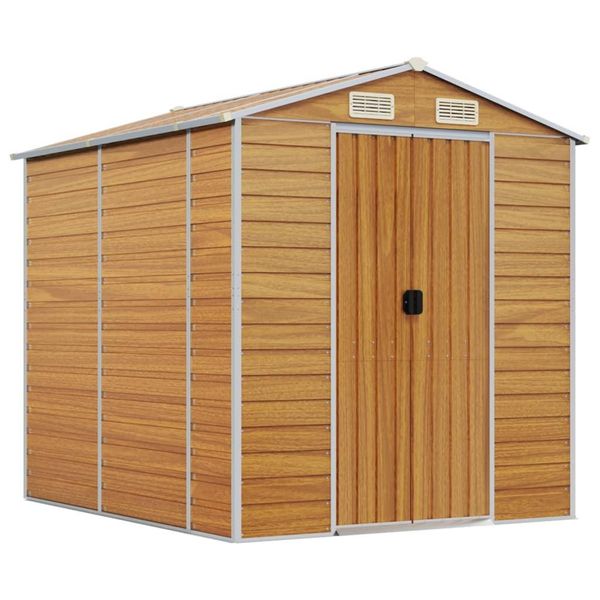 Vidaxl Casetta Da Giardino Marrone Chiaro 191X215X198 Cm Acciaio Zincato-image