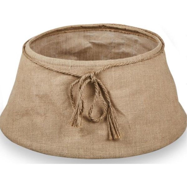 Coil Copertura Per Albero Di Natale, Gonna Per Albero Di Natale, Copertura Per Albero Di Natale, Supporto Per Albero Di Natale, Iuta, Diametro: 56 Cm, Ovale, Beige-image