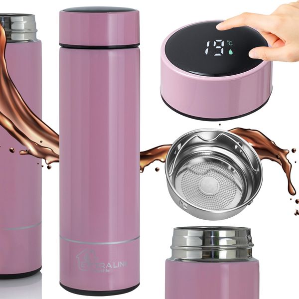 Tazza Da Viaggio Intelligente Extralink Rosa : Tazza Termica : Con Display A Led-image