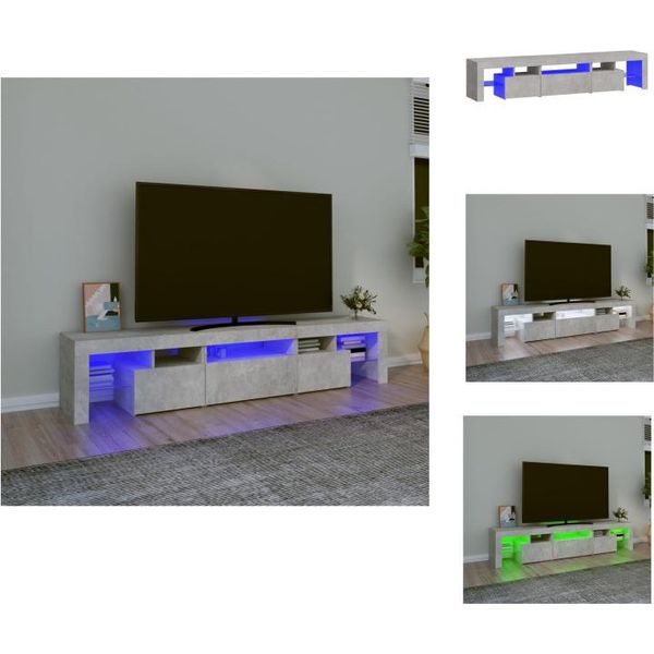 Mobile Tv Vidaxl Con Luci Led Grigio Cemento 200X36,5X40 Cm - Mobili Tv-image