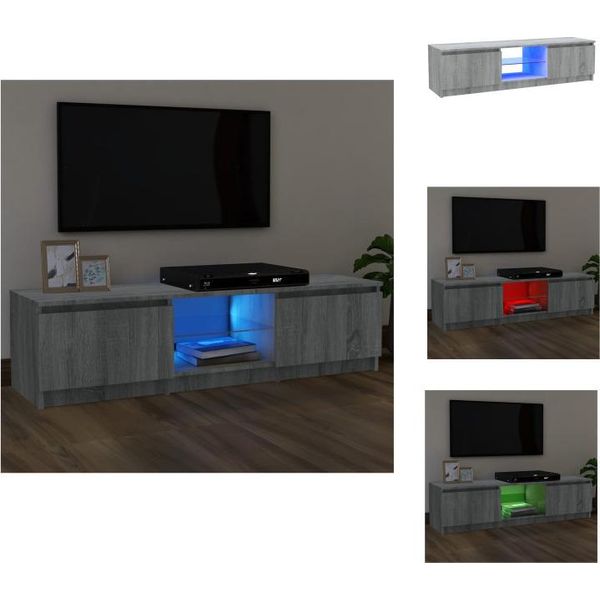 Vidaxl Mobile Tv Con Luci Led Grigio Sonoma 120X30X35,5 Cm - Mobili Tv-image