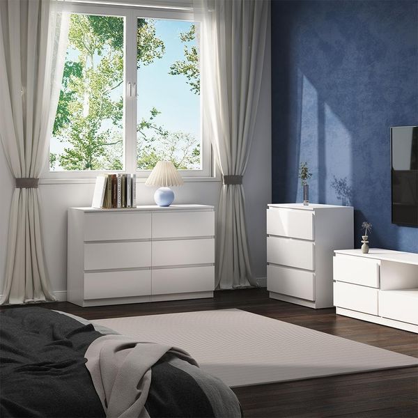 Vicco Cassettiera Per Camera Da Letto Calisto, 120 X 78.5 Cm, Bianco/Bianco-image