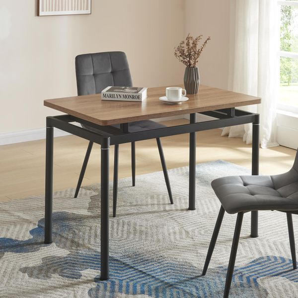 Tavolo Da Pranzo 'Hemnes' Per 4 Persone 100 X 60 Cm Gambe In Acciaio Aspetto Rovere-image