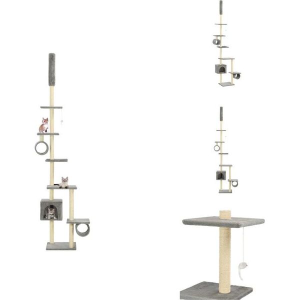 Vidaxl Albero Per Gatti Con Tiragraffi In Sisal 260 Cm Grigio - Alberi Tiragraffi-image
