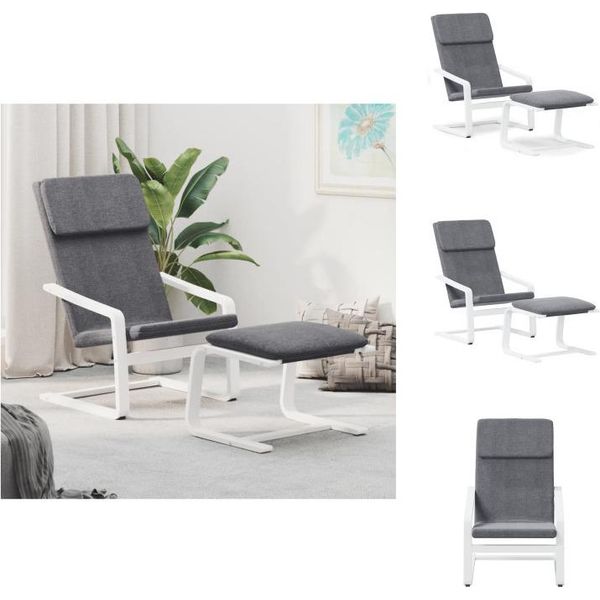 Vidaxl Poltrona Relax Con Sgabello In Tessuto Grigio Scuro - Poltrona-image