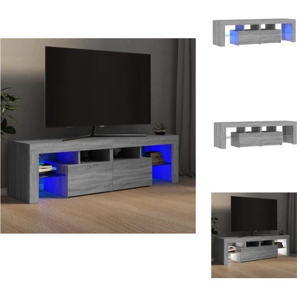 Vidaxl Mobile Tv Con Luci Led Grigio Sonoma 140X36,5X40 Cm - Mobili Tv-image