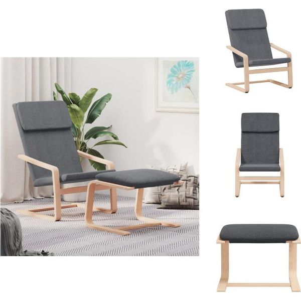 Vidaxl Poltrona Relax Con Sgabello In Tessuto Grigio Scuro - Poltrona-image