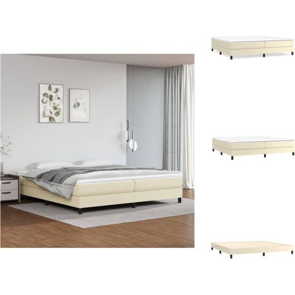 Vidaxl Letto A Molle Insacchettate Crema 200X200 Cm In Pelle Finta - Letti & Strutture Letto-image