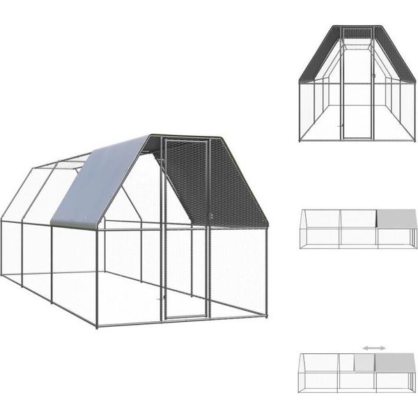Vidaxl Gabbia Per Polli Da Esterno 2X6X2 M In Acciaio Zincato - Habitat E Recinti Per Piccoli Animali-image