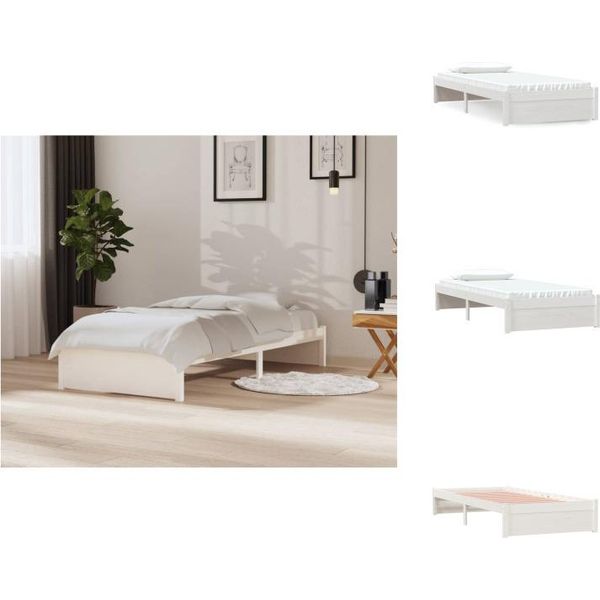 Vidaxl Letto In Legno Massiccio Bianco 90X200 Cm - Letti & Reti-image