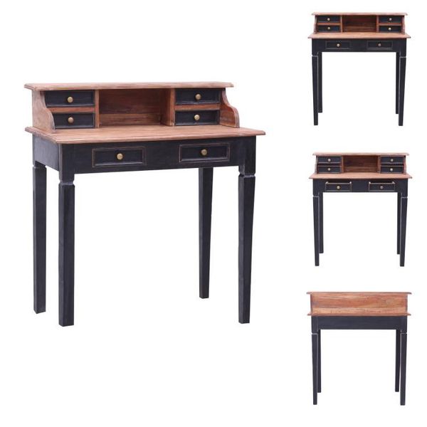 Vidaxl Scrivania Con Cassetti 90X50X101 Cm In Legno Massiccio Antico - Scrivanie-image