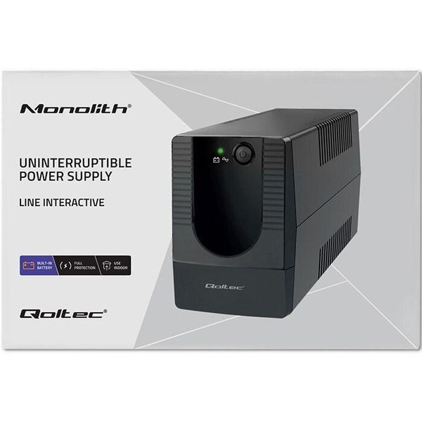 Qoltec 53772 Uninterruptible Power Supply (Ups) Line-Interactive 0.65 Kva 360 W 1 Ac Outlet(S)-image