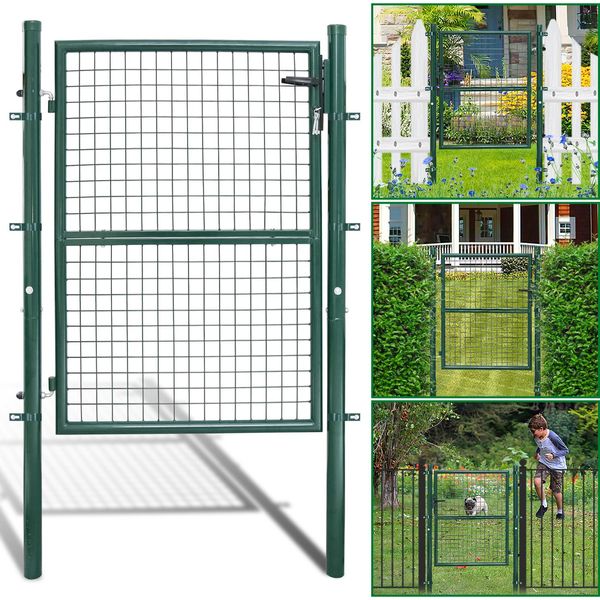Jopassy Cancello Giardino Porta Recinzione Porta Recinzione Cancello Giardino Cancello Recinzione Giardino Porta Giardino Acciaio Zincato Giardino 125X100Cm Verde-image