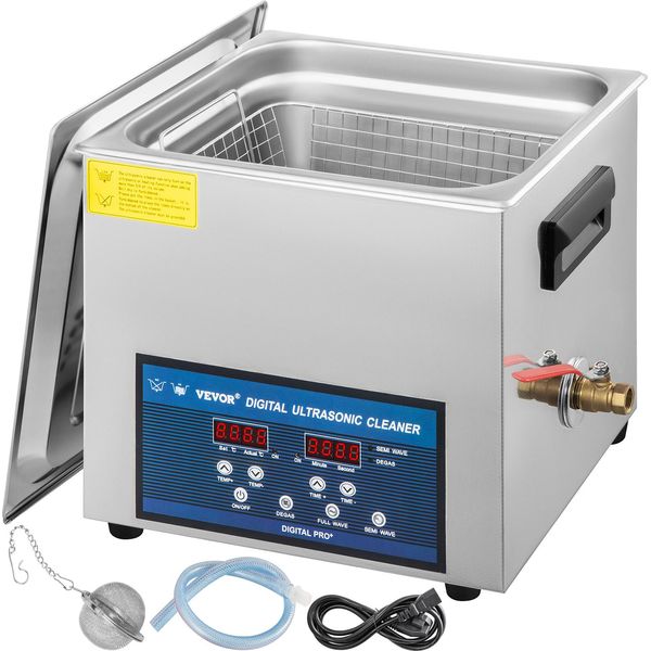 Vevor Pulitore Ad Ultrasuoni 10L Pulitore Ad Ultrasuoni 260W A Doppia Frequenza Gioielleria-image
