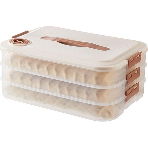 Scatola Di Immagazzinaggio Con Coperchio Scatola Di Immagazzinaggio Scatola Organizzatrice Pila Da Cucina, Versione: 3 Strati Con Coperchio-image