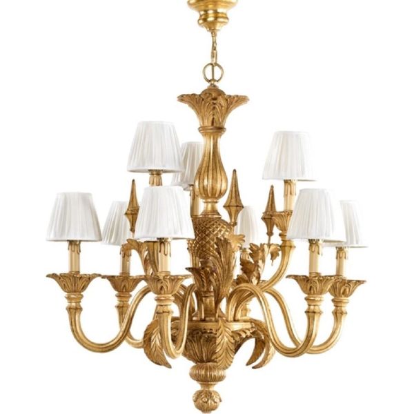 Casa Padrino Lampadario Barocco Oro Antico/Bianco Ø 86 X H. 82 Cm - Magnifico Lampadario Da Salotto In Stile Barocco - Nobile E Magnifico - Qualità - Italy-image