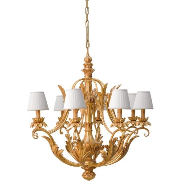 Casa Padrino Lampadario Barocco Oro Antico/Bianco Ø 80 X H. 89,5 Cm - Magnifico Lampadario Da Salotto In Stile Barocco - Nobile E Magnifico - Qualità - Italy-image