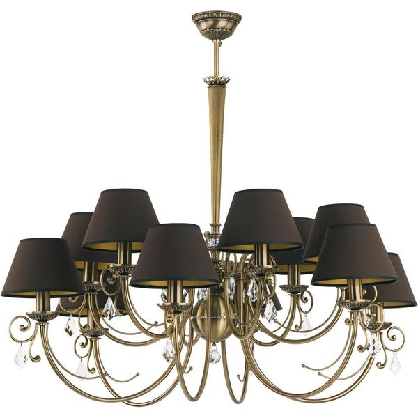 Casa Padrino Lampadario In Cristallo Barocco Ottone Con Patina / Marrone Scuro Ø 90 Cm-image