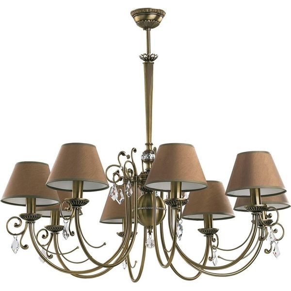 Casa Padrino Lampadario In Cristallo Barocco Ottone Con Patina / Marrone Ø 90 Cm-image