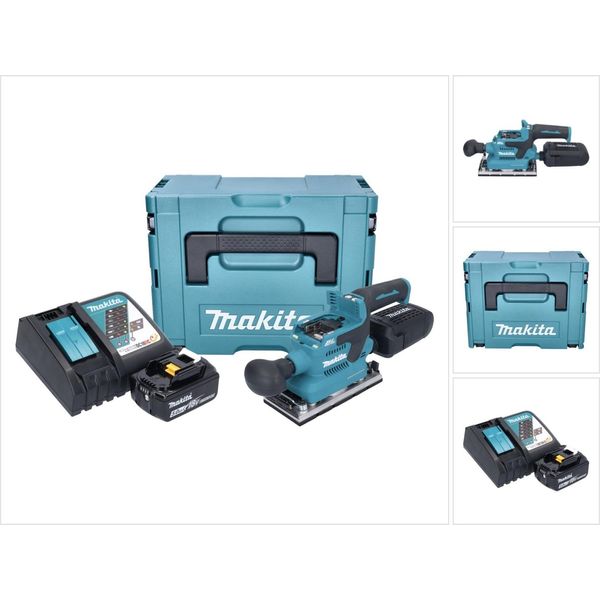 Makita Dbo 382 RT1J Levigatrice Orbitale A Batteria 18 V 93 X 185 Mm Brushless + 1X Batteria Ricaricabile 5,0 Ah + Caricabatteria + Makpac-image