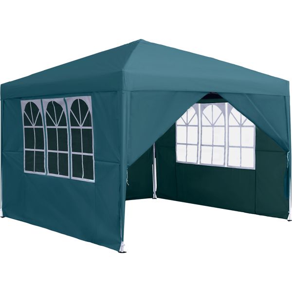 Sessamen-Lp Gazebo 3X3M Pieghevole - Gazebo Impermeabile Pieghevole Gazebo Giardino Festa Con 4 Pannelli Laterali, Protezione Uv Per Matrimonio Festa, Verde-image