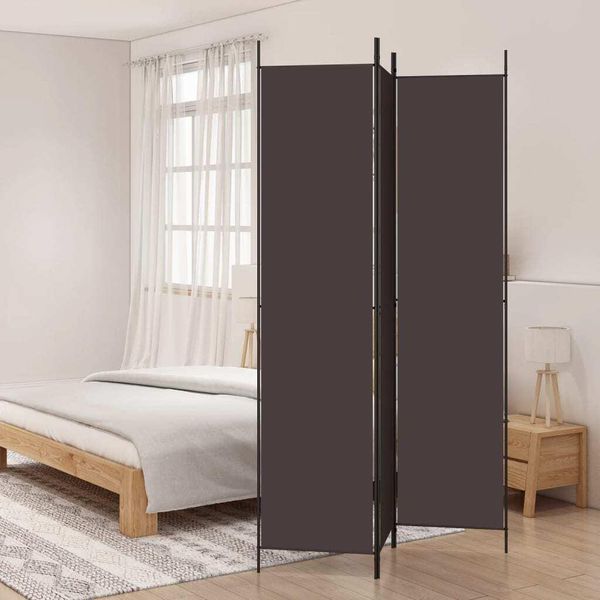 Vidaxl Paravento 3 Pezzi Marrone 150X220 Cm Tessuto - Divisorio Per Ambienti - Parete Divisoria-image