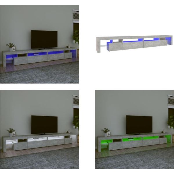 Vidaxl Mobile Tv Con Luci Led Grigio Cemento 290X36,5X40 Cm - Mobile Tv - Mobile Tv - Supporto Tv - Mobile Multimediale-image