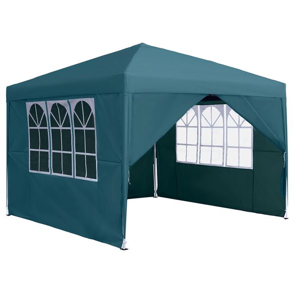 Sessamen-Lp Gazebo 3X3M Pieghevole - Gazebo Pieghevole Da Giardino Gazebo Per Feste Con 4 Pannelli Laterali, Impermeabile, Protezione Uv Per Feste, Matrimoni E Picnic, Verde-image