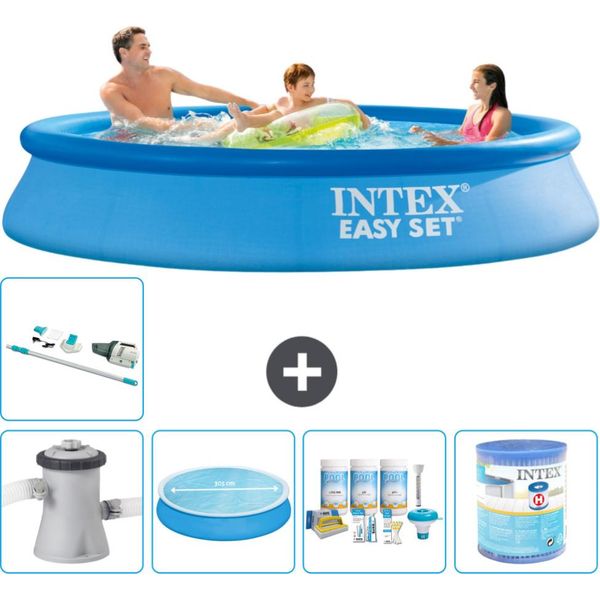 Piscina Gonfiabile Rotonda Intex Easy Set - 305 X 61 Cm - Blu - Inclusa Pompa Tenda - Pacchetto Manutenzione - Filtro - Aspirapolvere-image