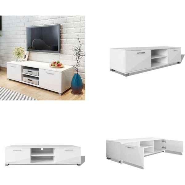 Vidaxl Mobile Tv Bianco Lucido 120X40,5X35 Cm - Mobile Tv - Mobile Tv - Mobile Hifi - Mobile Hifi-image