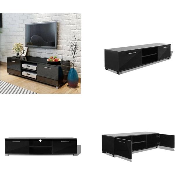 Vidaxl Mobile Tv Nero Lucido 120X40,5X35 Cm - Mobile Tv - Mobile Tv - Mobile Hifi - Mobile Hifi-image