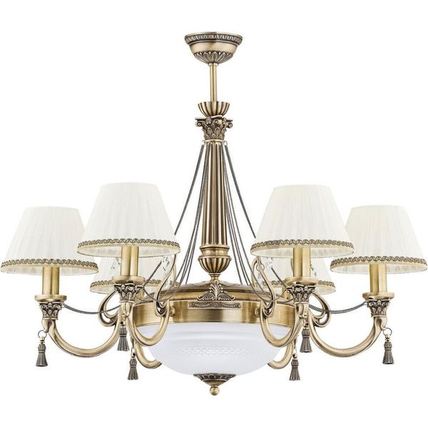 Casa Padrino Lampadario Barocco Ottone Con Patina / Bianco Ø 85 Cm-image