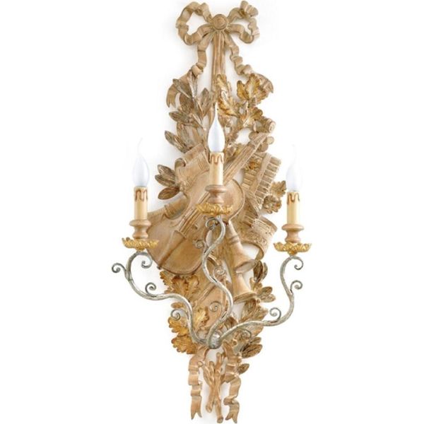 Casa Padrino Lampada Da Parete Barocca Colore Naturale/Argento Antico 41 X 19 X H. 95 Cm - Magnifica Lampada Da Parete In Stile Barocco - Luci Barocche - Qualità Lussuosa - Italy-image