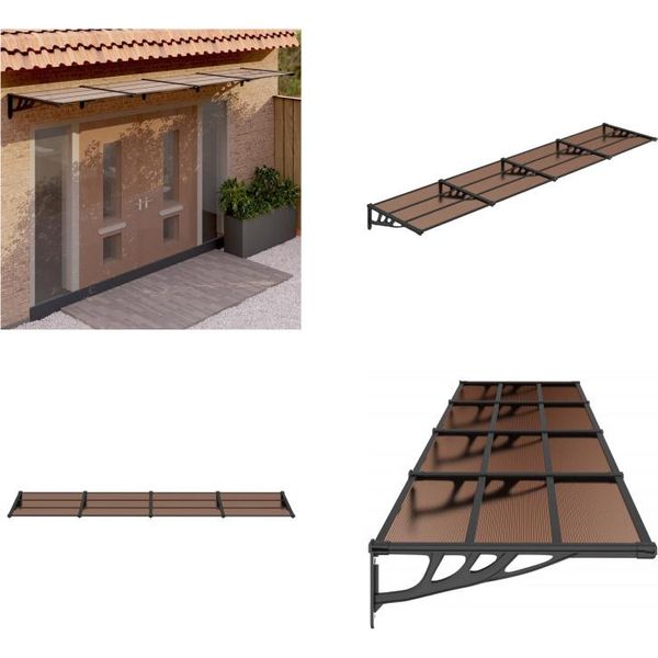 Vidaxl Pensilina Per Porta Nera 396X90 Cm In Policarbonato - Pensilina Per Porta - Pensilina Per Porta Anteriore - Pensilina Per Porta Posteriore-image
