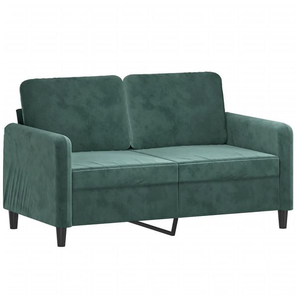 Vidaxl Divano A 2 Posti Con Cuscini Decorativi In Velluto Verde Scuro 120 Cm-image