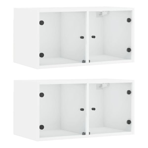 Vidaxl Armadi A Muro Con Ante In Vetro 2 Pz. Bianco 68,5X37X35 Cm-image