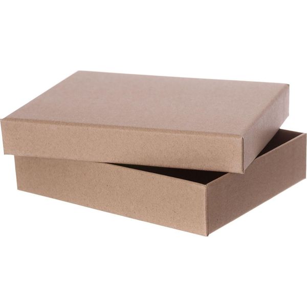Scatola Di Cartone 18 X 14 X 4 Cm, Marrone, Con Coperchio, Confezione Regalo, Cartone Kraft-image